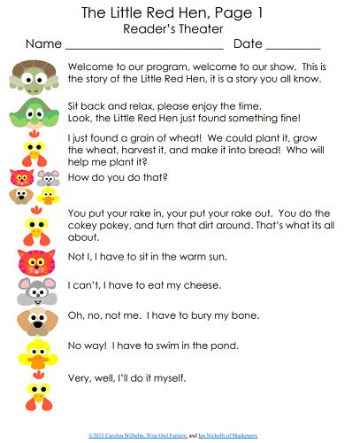 Free Little Red Hen Play Script • Wise Owl Factory Play Script Ideas, English Role Play Script, One Act Play Script, Fairytale Preschool, English Drama Script, Role Play Scripts, Short Drama Script, Play Scripts For Kids, Cats Makeup