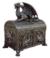 Dragon Themed Item-Chest New Age Music, Celtic Dragon, Dragon Decor, Dragon Statue, Dragon Jewelry, Altar Decorations, Mystical Creatures, Gothic House, A Dragon