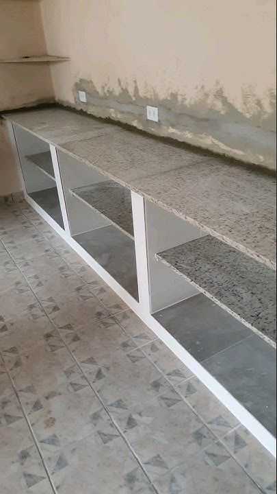 Kichen Desine Simple, Concrete Kitchen Cabinets, Kitchen Video, 3 Piece Coffee Table Set, Simple Kitchen Design, Small House Front Design, Kitchen Organization Pantry, Small Kitchen Decor, Concrete Kitchen