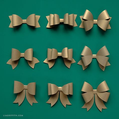 Create a beautiful variety of paper bows with our printable templates and your favorite metallic papers. Browse all of our gift wrap DIYs to impress! Paper Bows Diy, Diy Gift Wrapping Paper, Craft Paper Design, Paper Bows, Bow Template, Paper Bow, Gifts Wrapping Diy, Origami Box, Creative Gift Wrapping