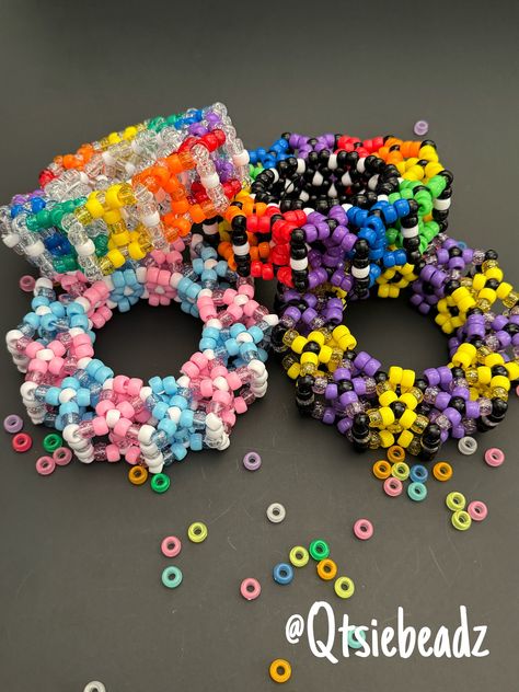 Handmade Carousel Cuffs (1X 36 beads) for Raves, Music Festivals. More colors to come. Please note: the colors in the item may slightly change when made due to inventory. However, the overall item remains the same 😊. Kandi Carousel Cuff, Kandi Clothes, X Base Cuff, Scenecore Kandi, Festival Kandi, Rave Candy, Scene Kandi, Rave Bracelets, Pulseras Kandi