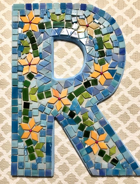 Letter Mosaic, Mosaic Designs Pattern, Mosaic Letters, Mosaic Birdbath, Adding Details, Pretty Letters, Mosaic Tile Art, Felt Quiet Books, Mosaic Design