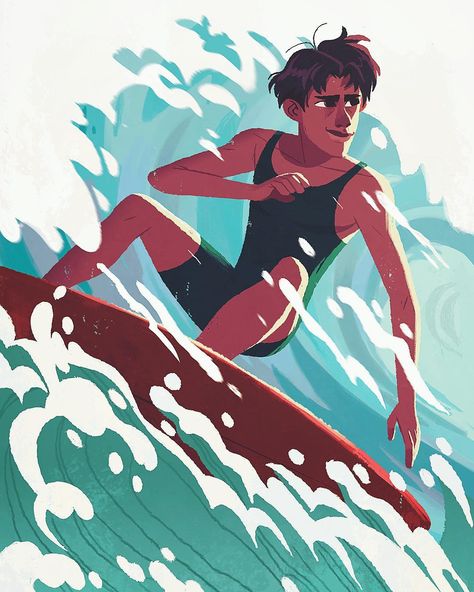 Upcoming cover from a book project from Simon & Schuster, about Duke Kahanamoku, father of Hawaiian surfing, due out this May… Surf Drawing, Duke Kahanamoku, Dragon Ball Z Shirt, Surf Poster, Underwater Art, Neutral Art, Water Art, Sketch Inspiration, Character Design Animation