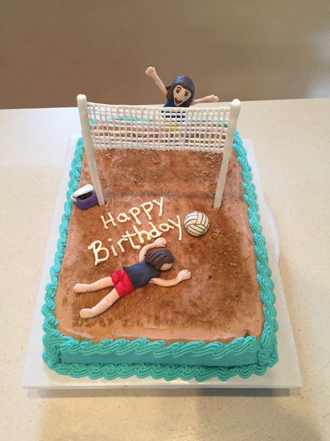 Volleyball                                                                                                                                                                                 More Volleyball Birthday Cakes, Volleyball Snacks, Volleyball Birthday Party, Volleyball Birthday, 13 Birthday Cake, Sport Cakes, Beach Volley, Volley Ball, Cute Birthday Cakes