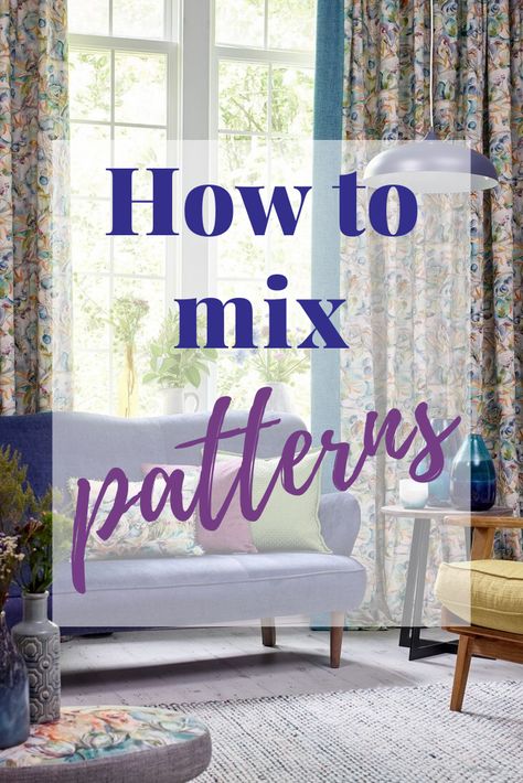 How to mix patterns in your rooms without it looking a mess. Mix florals and stripes, geometrics and foliage designs effectively and create a sophisticated interior scheme. Living rooms bedrooms and more. Mix And Match Curtains Living Room, Mix And Match Curtains, Floral Curtains Living Room Decor, Wallpaper And Curtains, Mixing Stripes And Florals, Pattern Mixing Living Room, Mixed Curtains In Living Room, Mixing Prints Living Room, Mixed Patterns Living Room