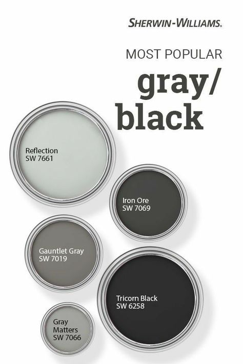 I have seen every one of these colors in person and they are also some of my favorites! Reflection for a large room ceiling, or a neutral light gray on walls. The darker colors are stunning on exterior trim. We chose Gauntlet Gray for our house trim. Black Paint Colors, Sherwin Williams Paint Neutral, Gauntlet Gray, Sherwin Williams Gray, Black Paint Color, Paint Color Inspiration, Neutral Paint Colors, Sherwin Williams Paint Colors, Exterior Paint Colors For House