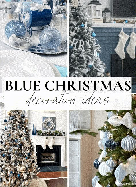 Elegant Blue Christmas Tree Decorating Ideas To Try This Year Blue And White Christmas Centerpieces For Table, Blue Christmas Porch Decor, Blue Kitchen Christmas Decor, Blue And White Christmas Centerpieces, Blue Christmas Decorations Ideas, Blue Christmas Bedroom Decor, Blue And Silver Christmas Table Decor, Blue And White Christmas Decorations, Blue Christmas Centerpieces For Table