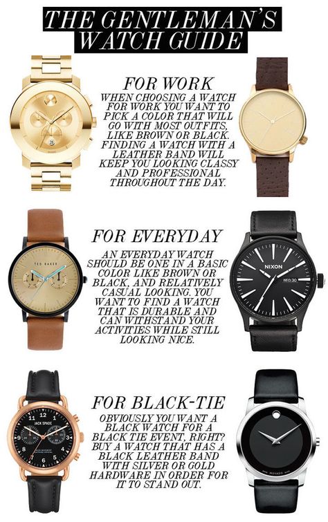 Look classy as hell with a good-looking watch. | 34 Game-Changing Style Tips Every Guy Should Know Mens Watches Guide, Best Looking Watches, Gentleman Watch, Everyday Watch, Look Classy, Best Shoes For Men, Men Style Tips, Mens Accessories Jewelry, Men Fashion Casual Outfits