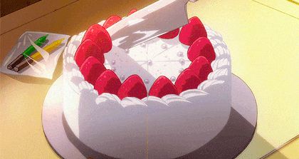 Anime Food Gif, Aesthetic Anime Gifs, Gif Food, Gifs Aesthetic, Food Gifs, Anime Bento, Animated Food, Anime Cake, Cake Drawing