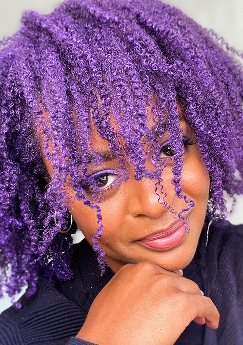 Purple 4c Natural Hair, Purple Natural Hair, Bright Purple Hair, Type 4 Hair, 4c Natural Hair, Colored Wigs, Bright Purple, 4c Hairstyles, Hair Painting