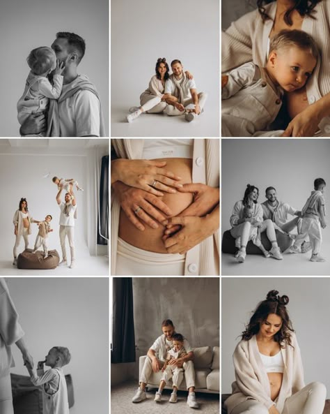 Studio Maternity Shoot Outfit, Maternity Family Studio Photoshoot, Maternity Photography Studio Family, Studio Family Maternity Pictures, Family Maternity Pictures Studio, Studio Maternity Shoot With Toddler, Baby Number Two Announcement, Maternity Pictures With Kids, Family Of 3 Maternity Pictures