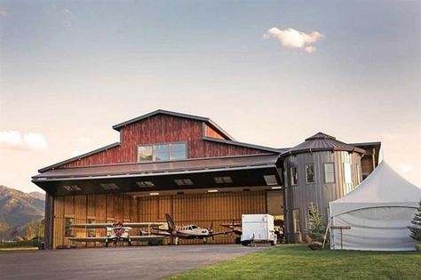 Airplane hangar homes taking architecture to new heights | loveproperty.com Hangar House Plans, Airpark Homes, Hanger Homes, Airplane Hanger House, Hangar House, Hangar Home, Hangar Homes, Airplane Hanger, Hanger House