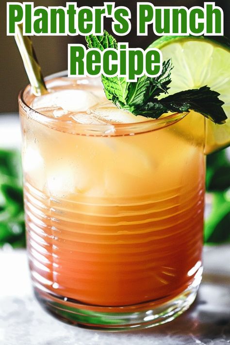 Enjoy the tropical taste of Planter's Punch, a refreshing and fruity cocktail. Click to find out how to make this classic drink! Mojito Punch For A Crowd, Tropical Punch Alcohol, Planters Punch Cocktail, Planters Punch Recipe, Tiki Rum Punch, Rum Simple Syrup, Rum Runner Cocktail, Planter's Punch, Planters Punch