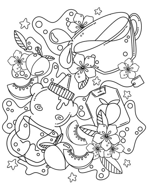 Peach Tea Kawaii Coloring Page Kawaii Food Coloring Page Cute Anime Coloring Page - Etsy Food Coloring Page, Mom Coloring Pages, Chibi Coloring Pages, Food Coloring Pages, Fish Coloring Page, Hello Kitty Coloring, Detailed Coloring Pages, Peach Tea, Doodle Coloring