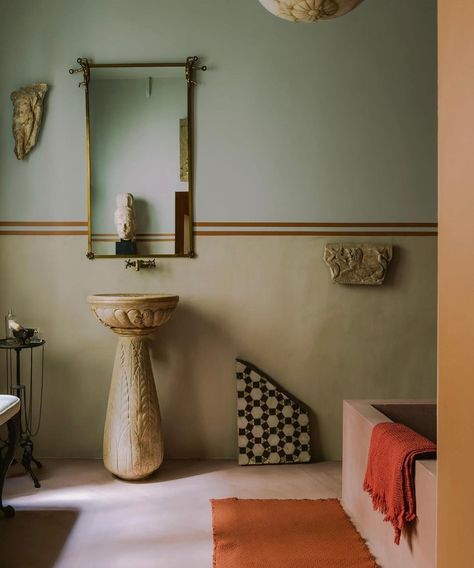 Recent favourites. Artdeco Interiors Home, Soho House Bathroom, Mandarin Stone, Small Space Bathroom, Earthy Home, House Bathrooms, Timeless Interiors, Tile Trends, Cozy Living Spaces