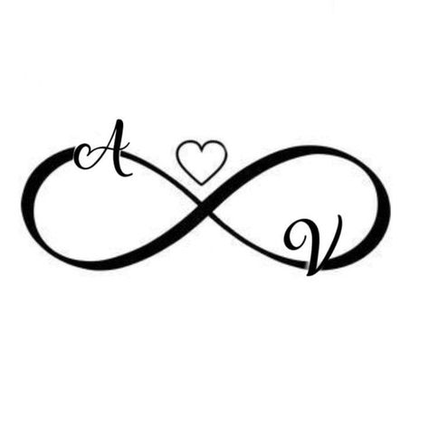 Infinity Tattoo With Letter, A And V Letters Love, Infinity Name Tattoo, Infinite Tattoo, Simple Leg Tattoos, Marriage Tattoos, Cute Matching Tattoos, Crazy Tattoos, Cute Couple Tattoos