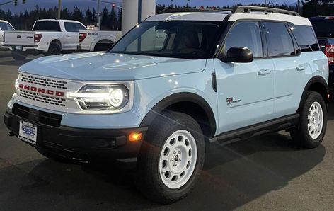 Ford Bronco Sport Limited Heritage Edition Light Blue Bronco, Baby Blue Bronco, Blue Ford Bronco, Bronco Sport Heritage, Car Manifestation, Blue Bronco, White Bronco, Bronco Car, 1st Car