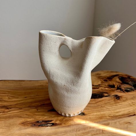 Thrown And Altered Pottery, Asymmetrical Vase, Altered Pottery, Earth Pottery, Ceramic Vase Flower, Modern Ceramic Vase, Pottery Home Decor, Earthy Decor, Handmade Ceramic Vase