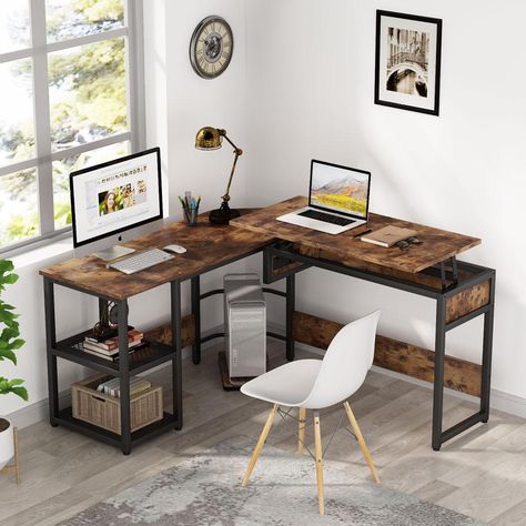 Computer Desks, Writing Desks, Desks, Writing Table, L-Shaped Desks, Corner Desks, Desks With Shelves, Office Furniture, Pre-Order - Tribesigns L Shaped Desk With Storage, Two Person Desk, Computer Desk With Storage, L Shape Desk, Desk Area, Corner Computer Desk, Desk With Storage, Adjustable Height Standing Desk, Sit To Stand