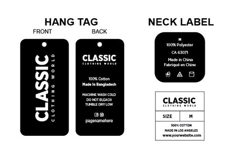 Shirt Tag Design Ideas, Tshirt Label Design, Brand Label Clothing Tag Design, Shirt Label Design, Hangtag Design Clothing, Clothing Tag Ideas, Stiker Brand, Neck Label Design, Bag Label Design