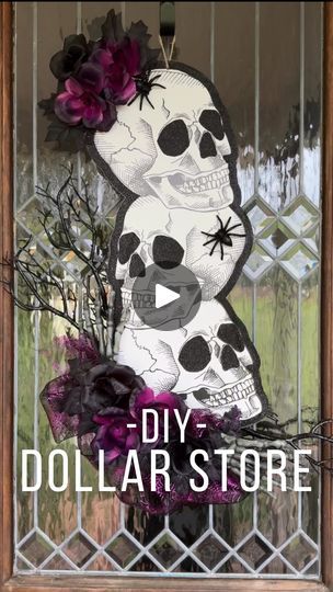 146K views · 15K reactions | DIY Dollar Store glam sugar skull inspired door hanging! 💀 Everything came from the Dollar Tree and I paid $10 total for this easy, affordable Halloween craft!!! | Mary Beth Wilhelm | Daryl Hall & John Oates · I Can't Go for That (No Can Do) (Pomo Remix) Dollar Tree Skull Crafts, Diy Dollar Tree Halloween Decor, Dollar Tree Halloween Diy, Dollar Store Halloween Diy, Glam Skull, Dollar Tree Halloween Decor, Skull Hanging, Diy Skulls, Skull Crafts