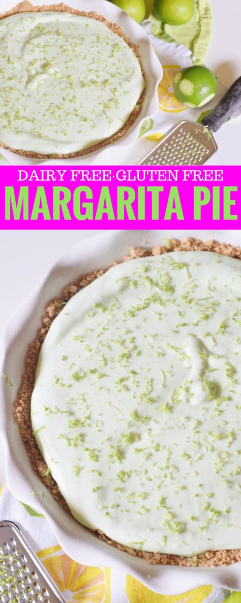 No Bake Margarita Pie - Pretzel Crust - Gluten Free - Dairy Free - Frozen Dessert - Summer Dessert - Margarita Dessert Recipe - Easy Summer Dessert - Summer Dessert For A Party - Frozen Dessert Gluten Free Mexican Dessert Recipes, Dairy Free Mexican Dessert, Gluten Free Mexican Desserts, Gluten Free Mexican Dessert, Margarita Dessert Recipes, Healthy Mexican Dessert, Recipe For Margarita, Margarita Dessert, Margarita Pie