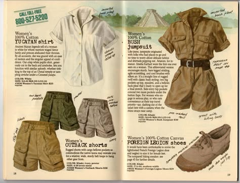 Banana Republic Catalog #32, Summer 1987 – Abandoned Republic Vintage Banana Republic, Abandoned Republic, Safari Clothes, Adventure Core, Banana Republic Style, Outfit Drawing, Safari Outfit, Safari Outfits, Safari Tent