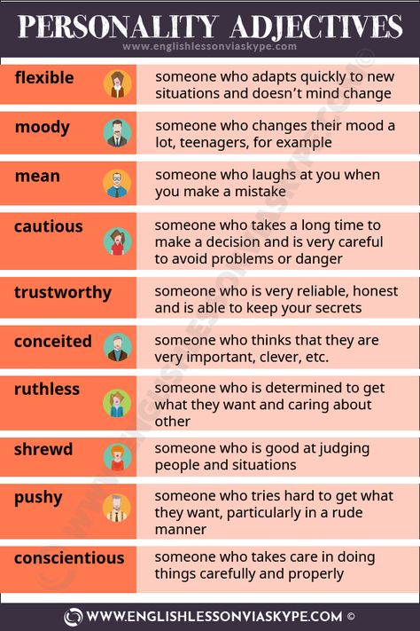 English adjectives to describe personality. How to describe someone's personality in English? Intermediate level English vocabulary words. #learnenglish #englishlessons #EnglishTeacher #vocabulary #ingles #อังกฤษ #английский  #英语 #영어 Negative Adjectives, Describe Personality, Adjectives To Describe Personality, Adjectives To Describe People, Personality Adjectives, English Adjectives, English Grammar Book, English Vocab, Good Vocabulary Words