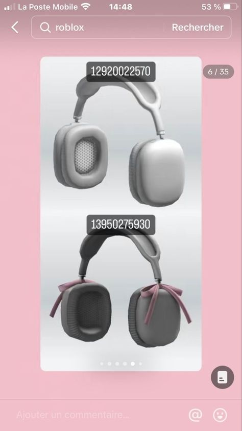 Headphone Outfit, Brown Hair Roblox, Pink Headphones, Code Clothing, Preppy Decal, Phone Codes, Pic Code, Cute Headphones, Bloxburg Decals Codes