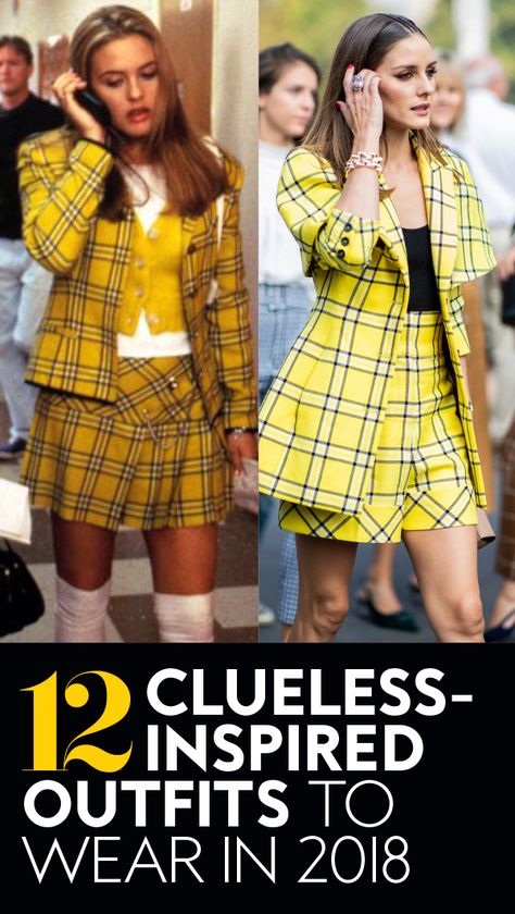 12 of Cher's #Clueless outfits that are still on trend today. #cherhorowitz #aliciasilverstone #fallfashion #oliviapalermo #fashion #cher #cluelessmovie #plaid Retro School Outfits, Clueless Inspired Outfits 90s Fashion, Outfits From Clueless, 90s Clueless Aesthetic, Clueless Sayings, Clueless Outfits Halloween, Clueless Photoshoot Ideas, 90s Plaid Outfits, Cher Clueless Outfit Inspiration