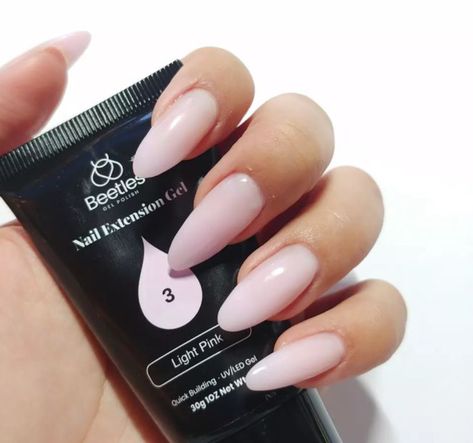 Easy #nail extensions using beetles #polygel #3 light pink in round almond nail shape Polygel Nail Extensions, Polygel Nail, Polygel Nails, Almond Nail, Cuticle Oil, Nail Extensions, Sally Hansen, Beetles, Light Pink