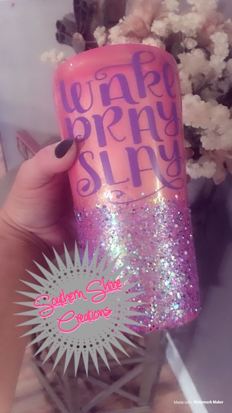 Wake Pray Slay, Tumbler 20oz, Diy Tumblers, Tumbler, Glitter