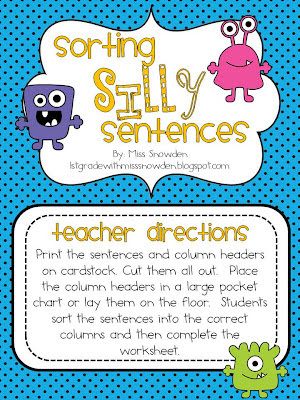 Punctuation Practice, Teaching Punctuation, Teacher Corner, Silly Sentences, Ela Centers, 2nd Grade Writing, 1st Grade Writing, First Grade Writing, Work On Writing