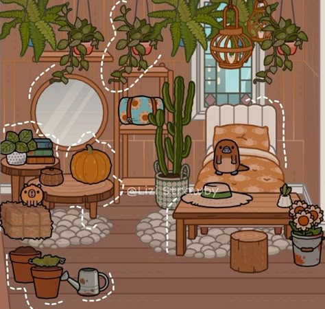 Aesthetic Toca Boca Bedroom, Fall Room Ideas, Toca Ideas, Autumn Room, Toka Boka, Free House Design, Hello Kitty Rooms, Adorable Homes Game, Create Your Own World