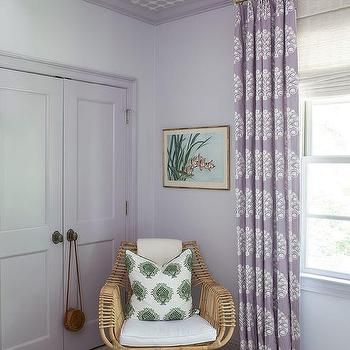 Purple And Grey Bedding, Purple Wall Paint, Light Purple Walls, Purple Ceiling, Lilac Room, Lilac Bedroom, Purple Girls Bedroom, Lavender Bedroom, French Headboard