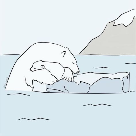 Ice Caps Melting, Melting Ice Caps, Environmental Poster, Ice Drawing, Polar Bear Drawing, Save The Polar Bears, Environmental Posters, Bear Sketch, Growth And Decay