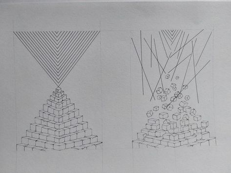 Composition Drawing, Dynamic Composition, Art Sketches Pencil, 2d Design, Drawing Ink, Pen Drawing, Art Sketches, Triangle Tattoo, Line Art