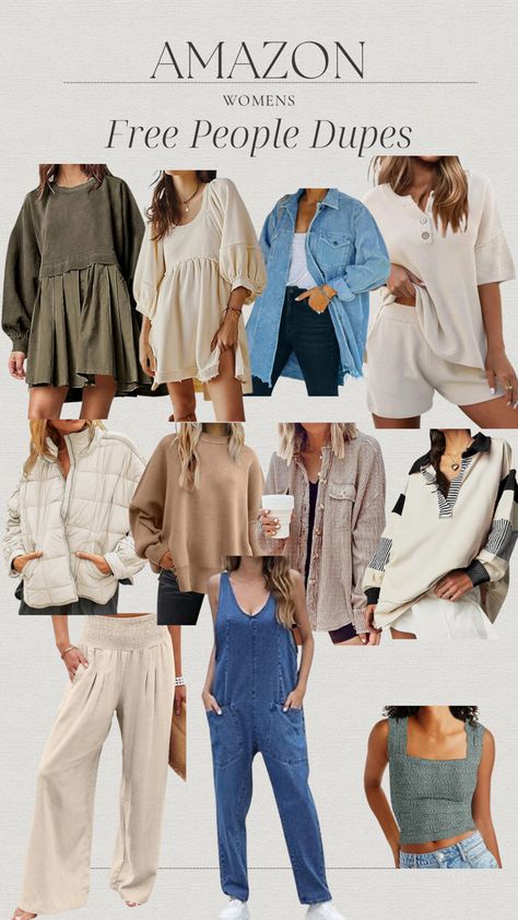 Amazon Free People dupes are coming in hot this season! There are so many great dupes for a fraction of the price! #freepeopledupe #freepeople #amazonfind #amazonsteal #fallfind #LTKSeasonal #LTK×Prime #LTKstyletip Free People Casual Outfits, Free People Outfit Ideas, Amazon Free People, Free People Capsule Wardrobe, Cute Clothes Fall Free People, Amazon Boho Clothes, Spring Amazon Outfits, Free People Winter, Natural Outfits Aesthetic