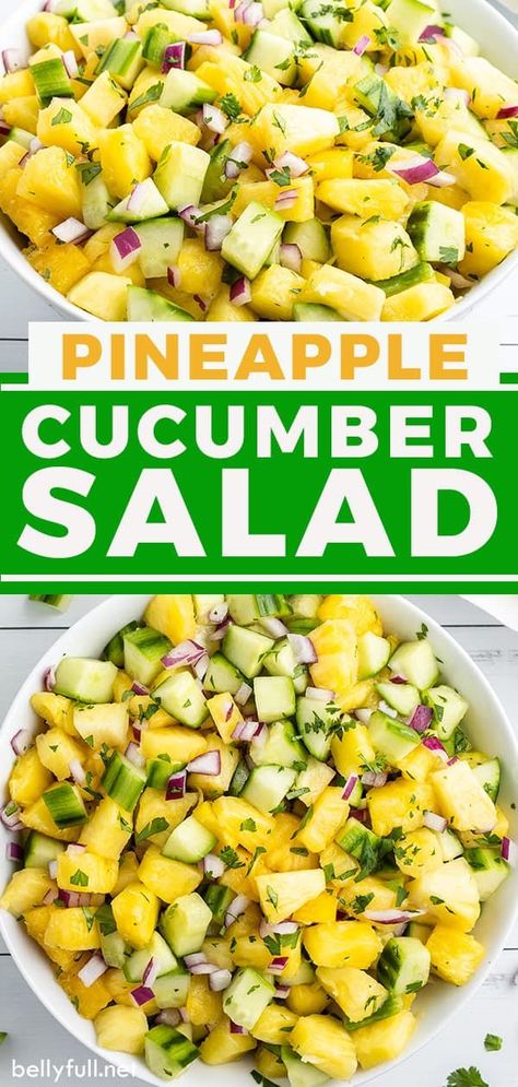 Pineapple Cucumber Salsa, Hawaiian Salads Green, Vegetable Summer Side Dishes, Summer Cucumber Recipes, Appetizer With Vegetables, Pineapple And Cucumber Salad, Summer Chickpea Salad, Pineapple Salad Recipes Healthy, Best Potluck Salads