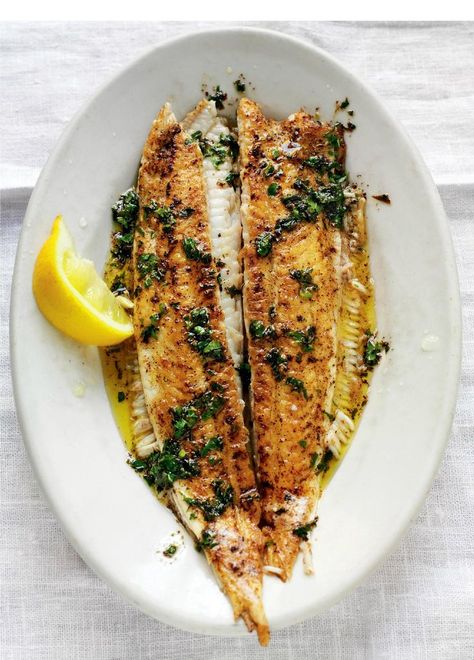 Dover Sole a la Meunière - The Happy Foodie Dover Sole Recipes, Party Main Course, Sole Recipe, Dinner Party Main Course, Sole Recipes, Dinner Party Mains, Dover Sole, Traditional French Recipes, Classic French Dishes