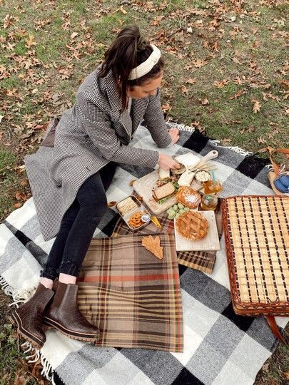 picnic, Central Park, fall in NYC, fall fashion, fall style, croc boots, brown boots, black denim, women's blazer, knotted headband | @prettyinthepines | LIKEtoKNOW.it Picnic Aesthetic Winter, Picnic In The Park Outfit, Winter Picnic Aesthetic, Fall Picnic Outfit Ideas, Winter Picnic Outfit Casual, Autumn Picnic Outfit, Autumn Picnic Aesthetic, Picnic Outfit Fall, Winter Picnic Outfit