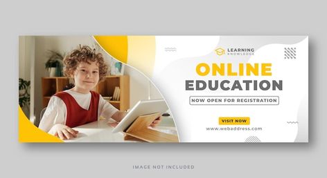 Online education social media cover web ... | Premium Vector #Freepik #vector #banner #school #cover #education Banner School, Cloth Banner, Education Banner, Banner Online, Cover Facebook, Photoshop Ideas, Banner Design Inspiration, Banner Ideas, School Banner