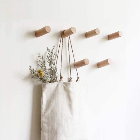 Wall Hook Minimalist Wall Hook Wood Wall Peg Wooden Wall - Etsy Australia Wooden Coat Hooks, Modern Wall Hooks, Coat Hooks Wall Mounted, Wood Hooks, Coat Pegs, Wooden Wall Hooks, Hat Organization, Hat Hanger, Hook Rack