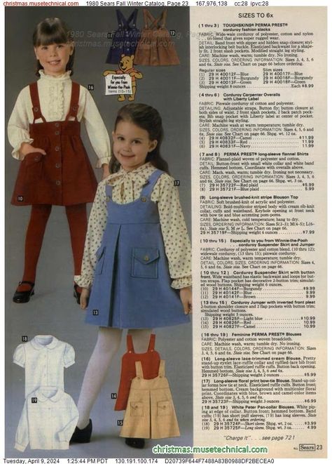 1980 Sears Fall Winter Catalog, Page 23 - Catalogs & Wishbooks 70s Children Fashion, 80s Children Fashion, 80s Kids Outfits, 1980s Kids Fashion, 80s Fashion Kids, 1980s Outfits, Fnaf Au, 80s Clothing, Vintage Kids Clothes