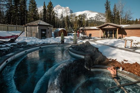 The Kananaskis Nordic Spa is a relaxing oasis located in the beautiful Kananaskis Country. This spa is nestled in the impressive Canadian Rocky Mountains, L'anse Aux Meadows, Gros Morne National Park, Newfoundland Travel, Gros Morne, Spa Trip, Hot Pools, Travel Credit Cards, Mountain Lodge, Newfoundland And Labrador