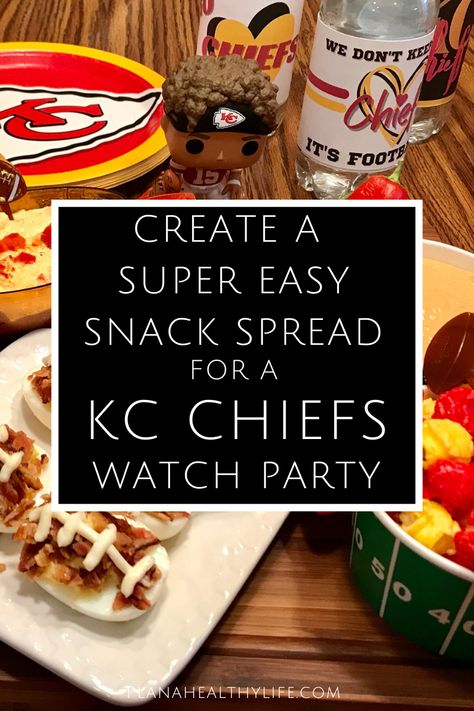 Want to host a Chiefs watch party with minimal effort? Here are lots of ideas for simple snacks ... Chiefs Themed Snacks, Chiefs Game Day Food, Kc Chiefs Charcuterie Board, Chiefs Party Food, Kc Chiefs Snacks, Kansas City Chiefs Food Ideas, Chiefs Football Food, Chiefs Party Ideas, Football Watch Party Ideas