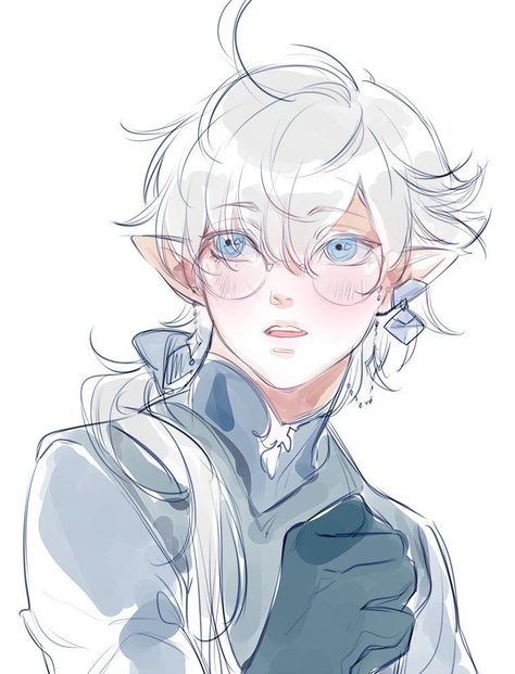 Elf Boy Art, Albino Character Design, Anime Elf Boy, Alphinaud Leveilleur, Character Design Inspiration Male, Ocs Rpg, Elf Oc, Oc Rpg, Elf Drawings