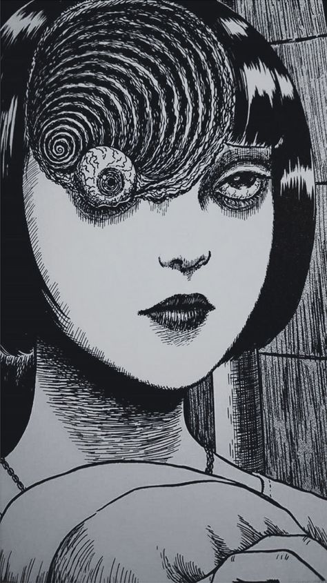 Uzumaki Junji Ito, Black And White, Hair, Anime, Black