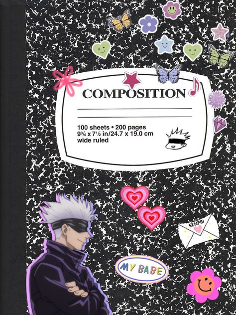 Anime Notebook Cover Goodnotes, Anime Goodnotes Cover, Anime Notebook Cover, Composition Book Cover Template, Composition Cover, Book Cover Art Diy, Binder Cover Templates, Writing Paper Template, Diary Cover