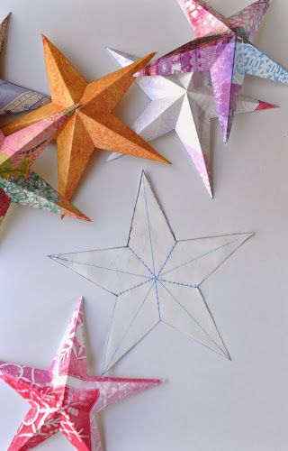 Art with Kids: Three Dimensional Five Point Star How To Make A 5 Point Star, Three Dimensional Paper Stars, 6 Pointed Star, Five Point Star, Fun Lighting, Middle School Projects, Eight Pointed Star, Five Pointed Star, Textile Sculpture